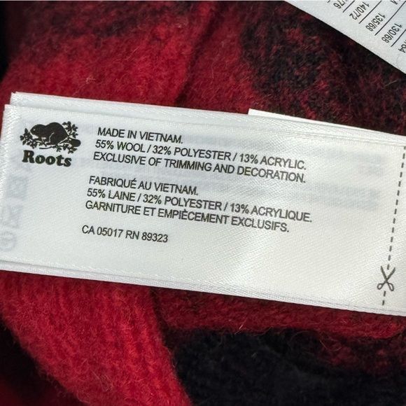 Roots Kids Wool Blend Full Zip Red & Black Buffalo Plaid Jacket - Size L - NWT - Picture 8 of 9